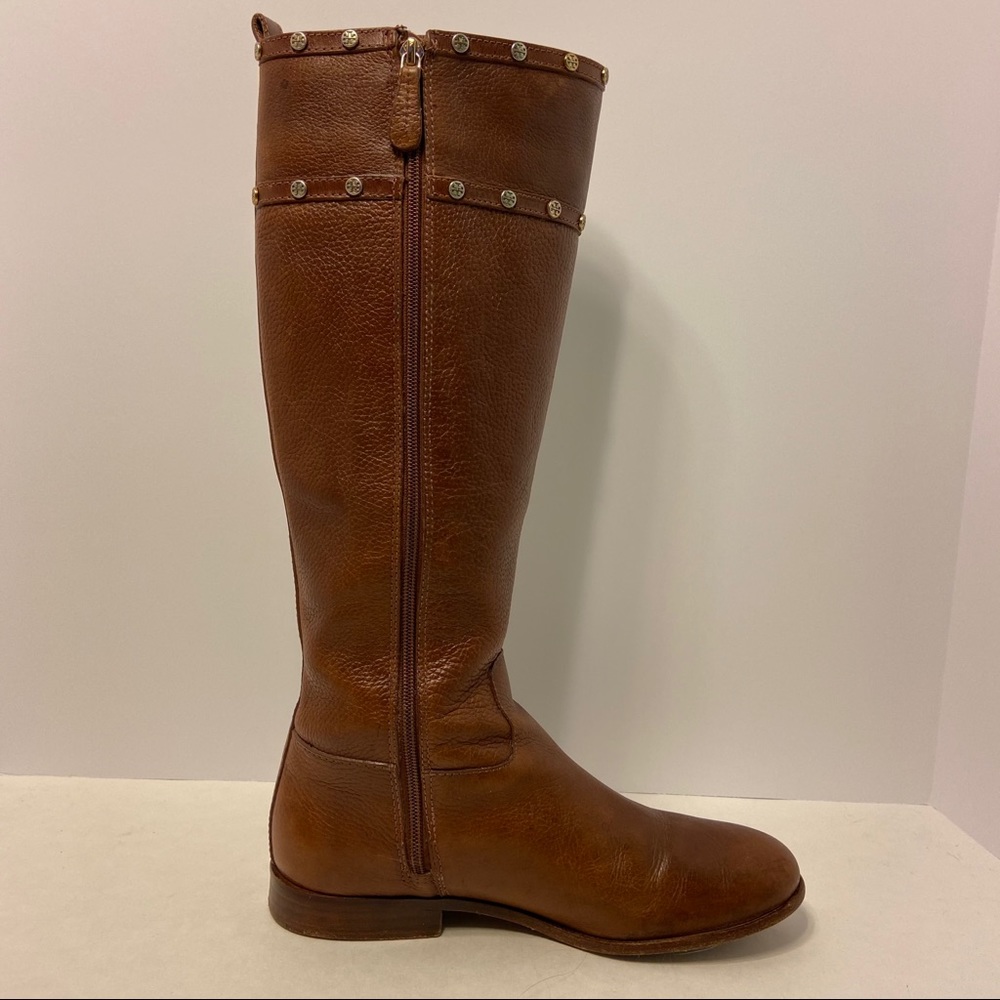 Tory Burch Brown Leather Studded Riding Boots 8.5 - Picture 5 of 15